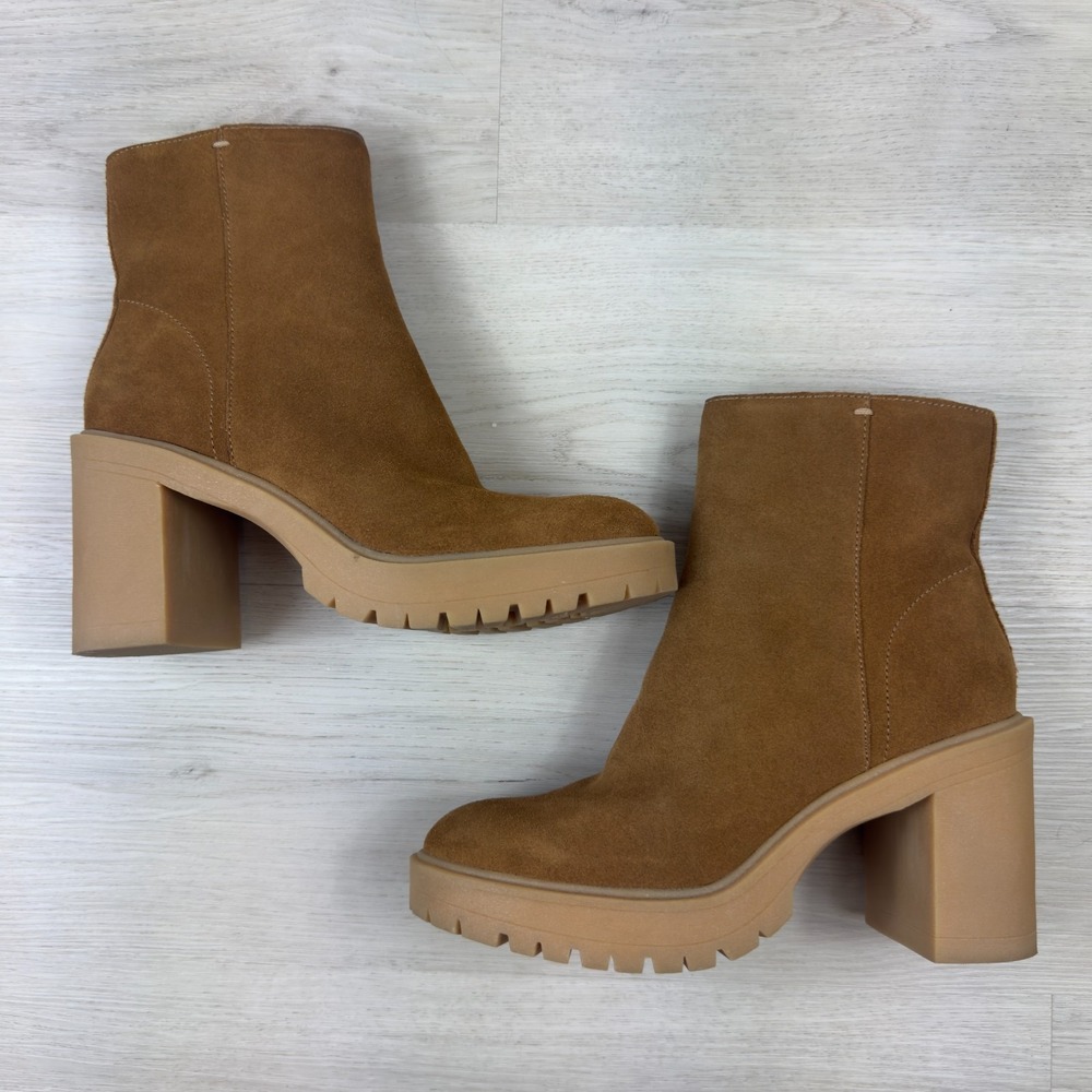 Dolce Vita Suede Platform Heeled Ankle Boots Womens 8.5 Brown